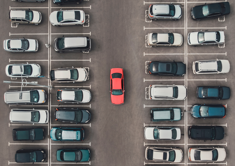 Aerial view of private property parking lot